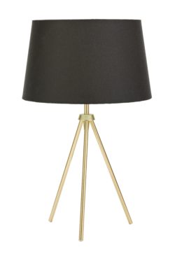 Collection - Trilby Brushed Brass Tripod - Table Lamp - Black